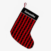 赤黒のバイソン柄 名前入り スモールクリスマスストッキング (正面 (吊り時))