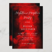 赤黒のバルミツバパーティー夜間歓迎会 招待状 (正面/裏面)