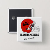 赤黒のフットボールヘルメット•カスタム 缶バッジ (正面&裏面)