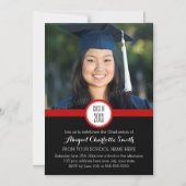 赤黒の卒業パーモダンティー用磁気カード マグネット招待状 (正面)