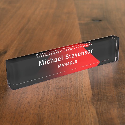赤黒の名カスタマイズ前と肩書 デスクネームプレート (側面)