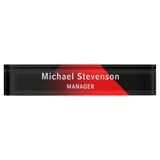 赤黒の名カスタマイズ前と肩書 デスクネームプレート (正面)