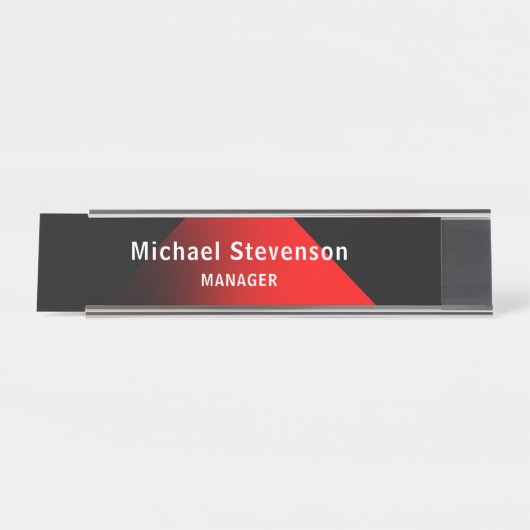 赤黒の名カスタマイズ前と肩書 デスクネームプレート (正面)