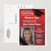 赤黒の大学トランクパーティーの写真 インビテーションポストカード (正面/裏面)