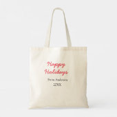 赤黒の愛の家族の名前の年クリスマスの幸せな休日 トートバッグ (裏面)