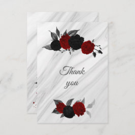 赤黒の植物大理石 サンキューカード