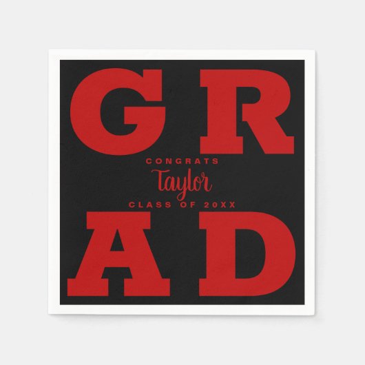 赤黒の紅卒業 スタンダードカクテルナプキン (正面)