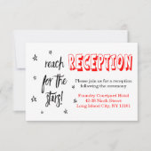 赤黒の結婚式の披露宴の星の愛の名言 招待状 (正面)