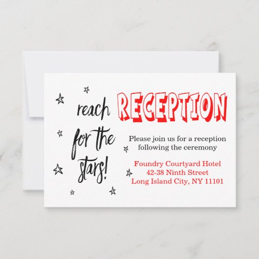 赤黒の結婚式の披露宴の星の愛の名言 招待状 (正面)