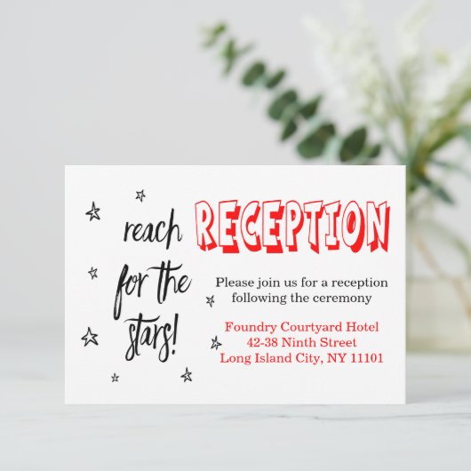 赤黒の結婚式の披露宴の星の愛の名言 招待状 (スタンド正面)