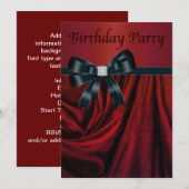 赤黒の誕生日パーティー招待状テンプレート 招待状 (正面/裏面)