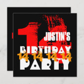 赤黒の14歳誕生日パーティー14歳V06 招待状 (正面/裏面)