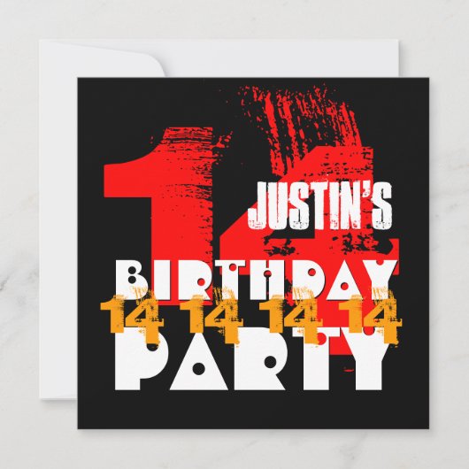 赤黒の14歳誕生日パーティー14歳V06 招待状 (正面)