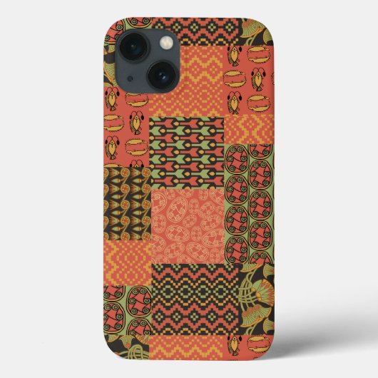 赤黒エジプトの部族のフェイクパッチワーク Case-Mate iPhoneケース (裏面)