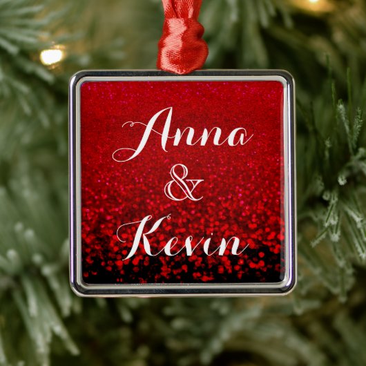 赤黒グリッター グラデーション メタルオーナメント (ツリー)