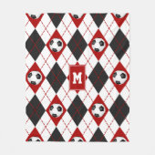 赤黒サッカーチームのカラーアーガイルパターン フリースブランケット (正面)