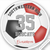 赤黒サッカーチームのカラーパーソナライズされた シール (正面)