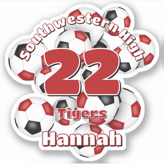 赤黒サッカーボールチームの精神の集団 シール (正面)