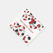 赤黒サッカーボール子供の誕生日パーティー スタンダードカクテルナプキン (角)