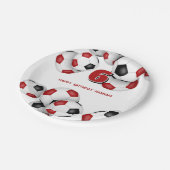 赤黒サッカーボール子供の誕生日パーティー ペーパープレート (アングル)