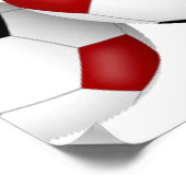 赤黒サッカーボール子供の誕生日パーティー ポスター (角)