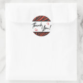 赤黒ゼブラストライプありがとうラベル ラウンドシール (バッグ)