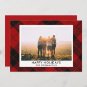 赤黒タータンカスタム名写真メッセージ シーズンカード (正面/裏面)