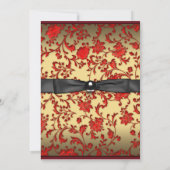 赤黒ダマスク写真卒業発表 招待状 (裏面)