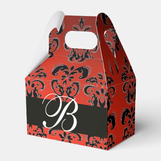赤黒ダマスコウェディングモノグラムエレガント フェイバーボックス (正面サイド)