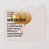 赤黒チェック風船任意の年誕生日B03H 案内ポストカード (裏面)