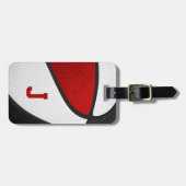 赤黒チームカラーズモノグラムのバスケットボール ラゲッジタグ (正面横)