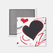 赤黒ハート抽象芸術 マグネット (正面/裏面)