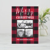 赤黒バッファローチェックメリークリスマス写真 シーズンカード (スタンド正面)