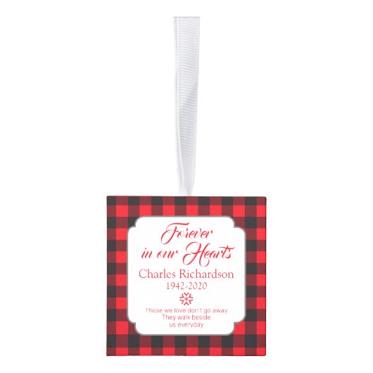 赤黒バッファロープレイド記念写真クリスマス キューブオーナメント (右)