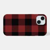 赤黒バッファロー・チェック柄 iPhone 15ケース (裏面横)