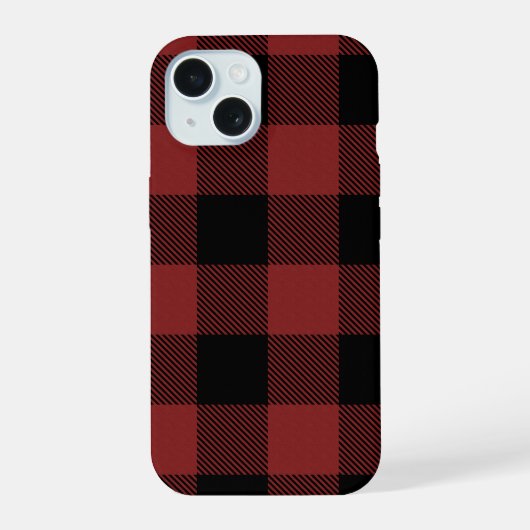 赤黒バッファロー・チェック柄 iPhone 15ケース (裏面)
