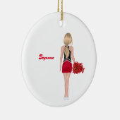 赤黒パーソナライズされた学校チアリーダー セラミックオーナメント (右)