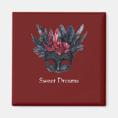 赤黒フローラ羽毛マスク マグネット (正面)