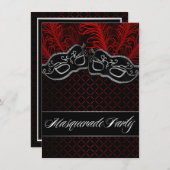 赤黒マスク仮装ボールパーティの招待状 招待状 (正面/裏面)