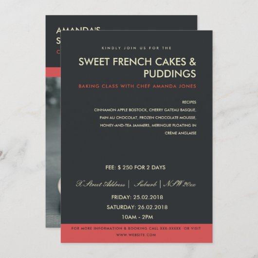 赤黒モダン写真工房招待状テンプレート 招待状 (正面/裏面)