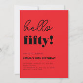 赤黒モダン50誕生日 招待状 (正面)