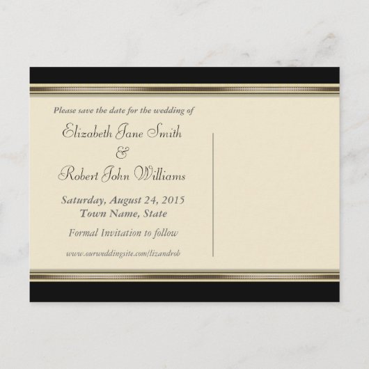 赤黒ヴィンテージボヘミアン日付はがきを保存 案内ポストカード (裏面)