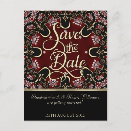 赤黒ヴィンテージボヘミアン日付はがきを保存 案内ポストカード (正面)