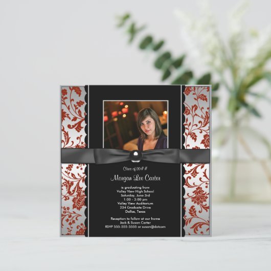 赤黒写真卒業アナウンス 招待状 (スタンド正面)