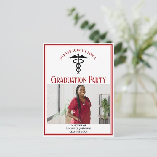 赤黒医学校卒業写真パーティー インビテーションポストカード (スタンド正面)