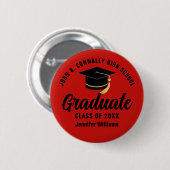 赤黒卒業カスタム院卒業名札 缶バッジ (正面&裏面)