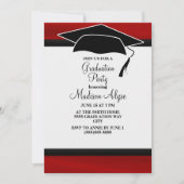 赤黒卒業キャップパーティー写真 招待状 (正面)