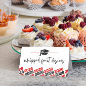 赤黒卒業キャップ折り畳みラベル、食品または プレイスカード