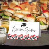 赤黒卒業キャップ折り畳みラベル、食品または プレイスカード