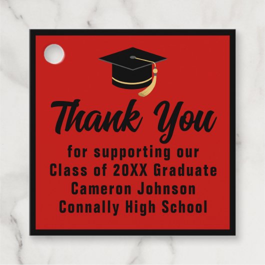 赤黒卒業パーソナライズされた会 フェイバータグ (正面)